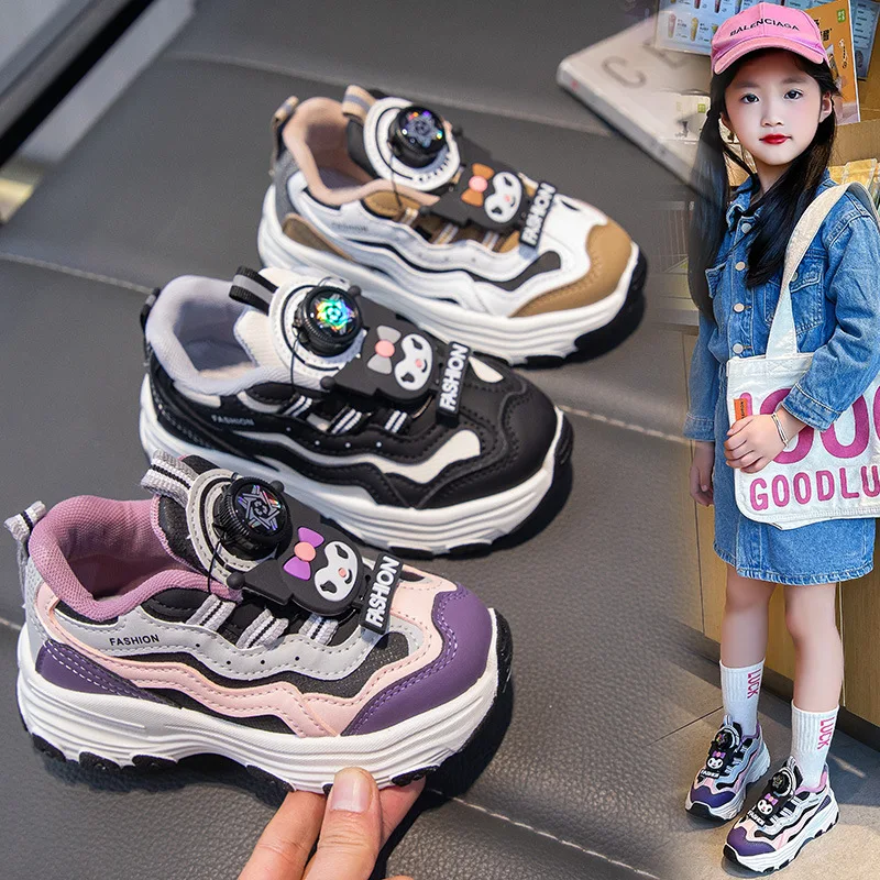 

Sanrios Childrens New 2024 Spring Autumn Comfortable Anime Kawaii Kuromi Fashion Girls Running Casual Sports Shoes Festival Gift