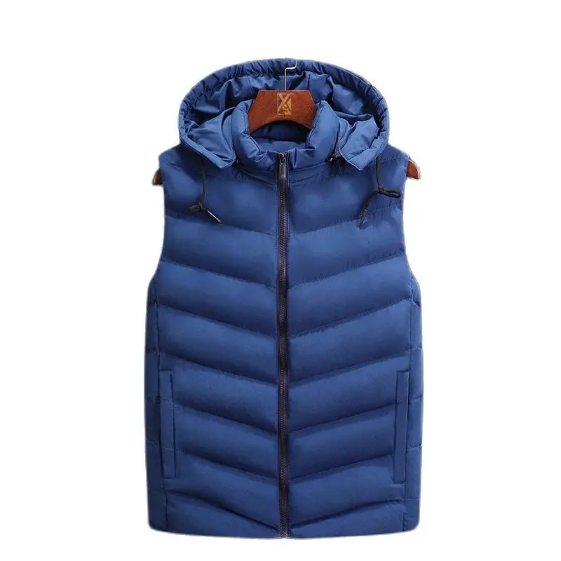 2022 New Autumn And Winter Men'S Trends Wear Sleeveless Camisoles Korean Youth Fashion Leisure Detachable Hooded Cotton Coat 2022 winter new korean short down cotton jacket for women p loose hat detachable bread jacket cotton jacket