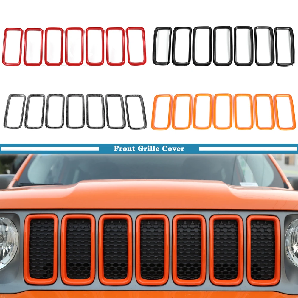 Kit Inserts De Calandre Avant Pour Jeep Renegade 2019-2022 - En ABS Noir, 7 Pièces, Style Sport Et Protection
