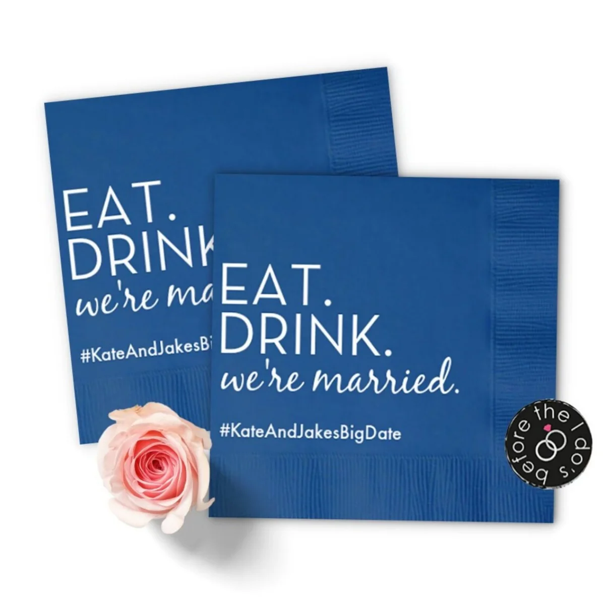 

50 Personalized Wedding Napkins Eat Drink We're Married - Cocktail Napkins - Paper Wedding Napkins - Wedding Bar Napkins - Cus