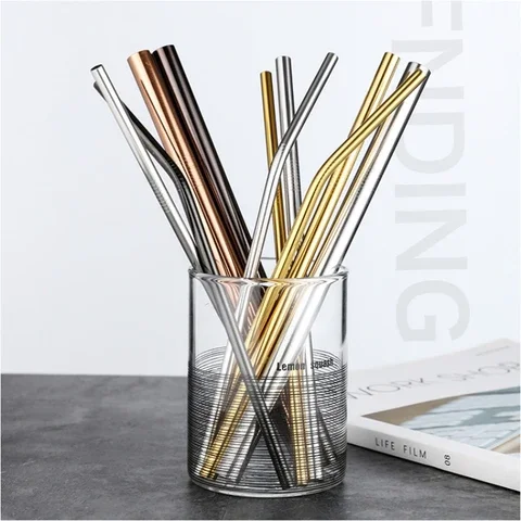 

Metal straw reusable straw 304 stainless steel +1 Brush eco-friendly straw straight bend cleaning brush bar party accessories 2