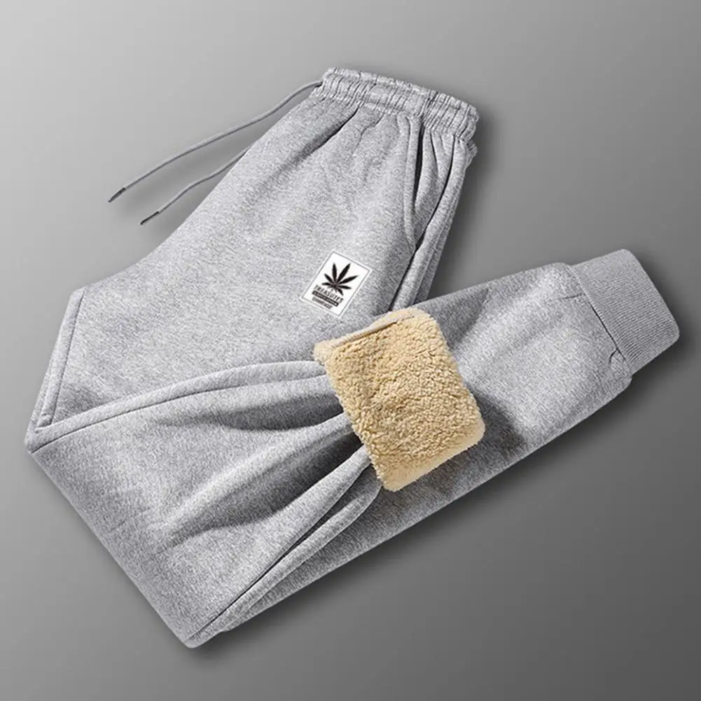 

Winter Sweatpants Men's Thick Plush Drawstring Sweatpants with Elastic Waist Ankle-banded Warm Winter Trousers Men Fleece Pants