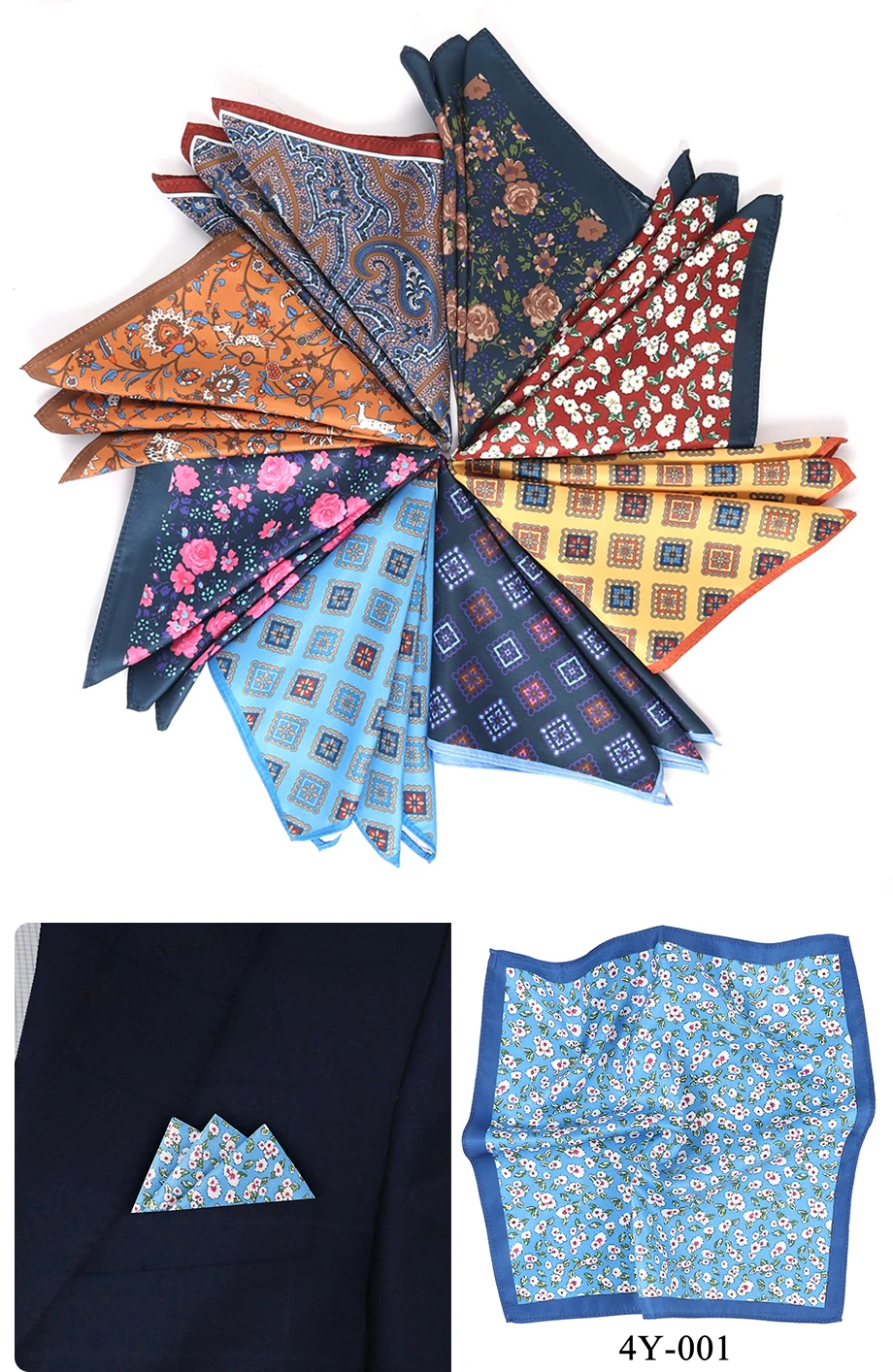 Tailor Smith Neue Designs Taschentuch mit Muster, Modisches Herren-Taschentuch, Blumenmuster-Taschentuch für Herren – Detail 8