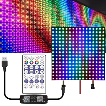 개별 주소 지정 가능 LED 패널 라이트, WS2812B, WS2812 모듈 매트릭스 스크린, USB 28 키 BT 음악 컨트롤러, 8X8, 16X16, 8X32