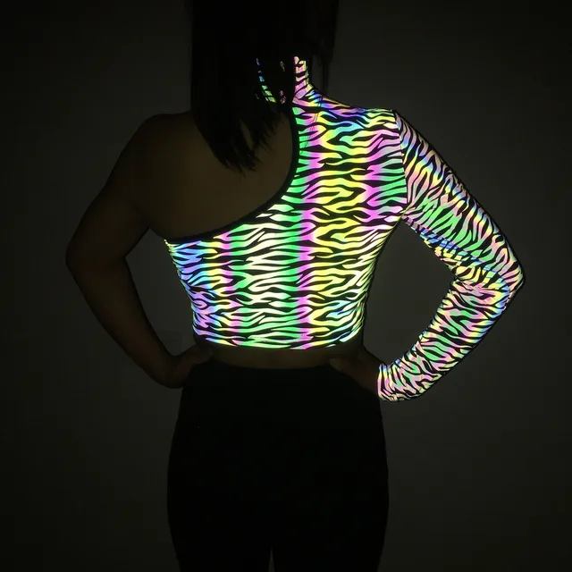Holographic Reflective Irregular Crop Top 4