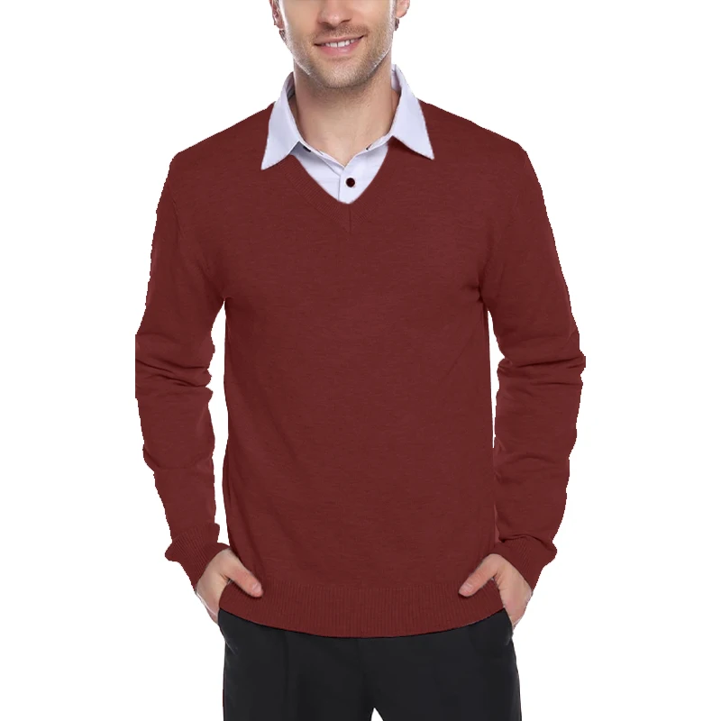 Animal Game Outdoor Mens Casual Sweater V Neck Pullover Lightweight Woolen Knit Men Sweater Slim Outwear Business Cold Blouse