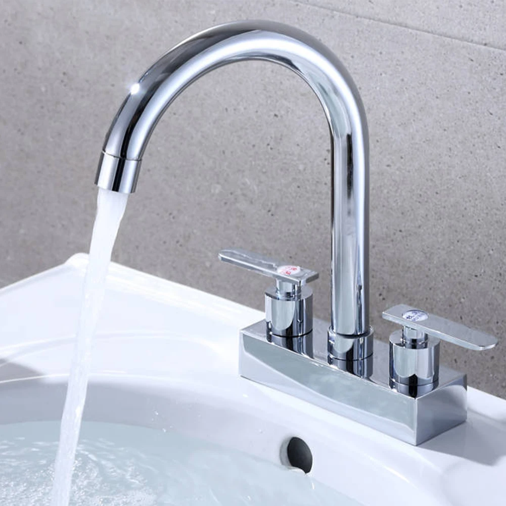 

Dual Hole Handle Bathroom Faucet Cold And Hot Mixer Water Tap Deck Mounted Rotation Kitchen Basin Sink Faucets