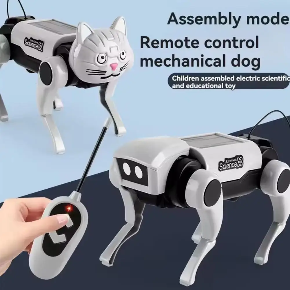 2 IN 1 RC Mechanical Dog Remote Control Cat Children's Toy DIY Assembly Science Electric Robot Dog Cat Model Set  Kids Gift 4