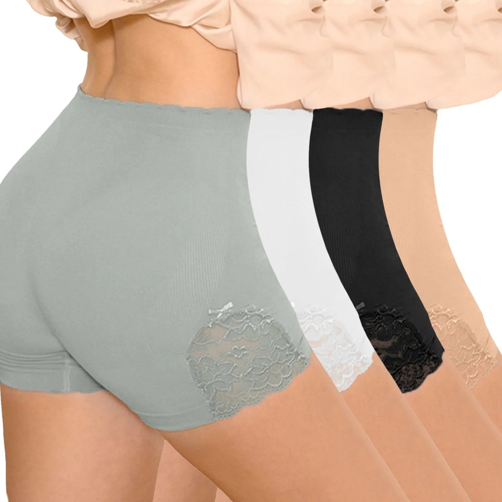 Women's Shorts Underwear Hot Pants Boxer Shorts High Waist Belly Shrinking Hip Lifting Plus Size Anti Fading Lace Bottoming women shorts underwear