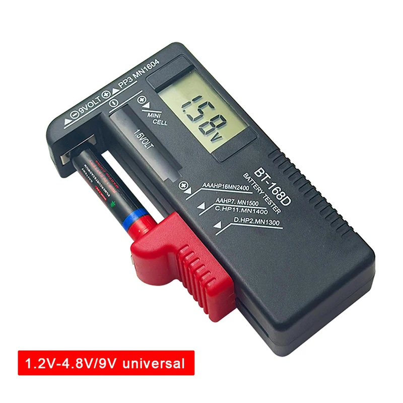 BT-168D 배터리 테스터 범용 디지털 LCD 테스터 AA AAA CD 9V 1.5V 버튼 셀 전압 배터리 전압 테스터