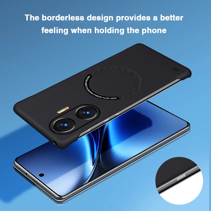 Sleek Frameless Phone Case with Lens Protection and Magnetic Wireless Charging