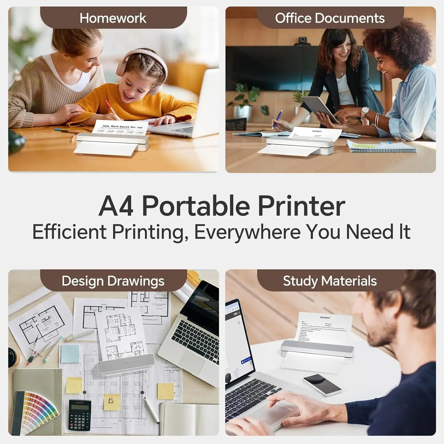 200/300dpi HPRT A4 감열 블루투스 무선 프린터 휴대용 미니 모바일 드로잉 프린팅 복사기 8.5 X 11 US Letter & A4 용지