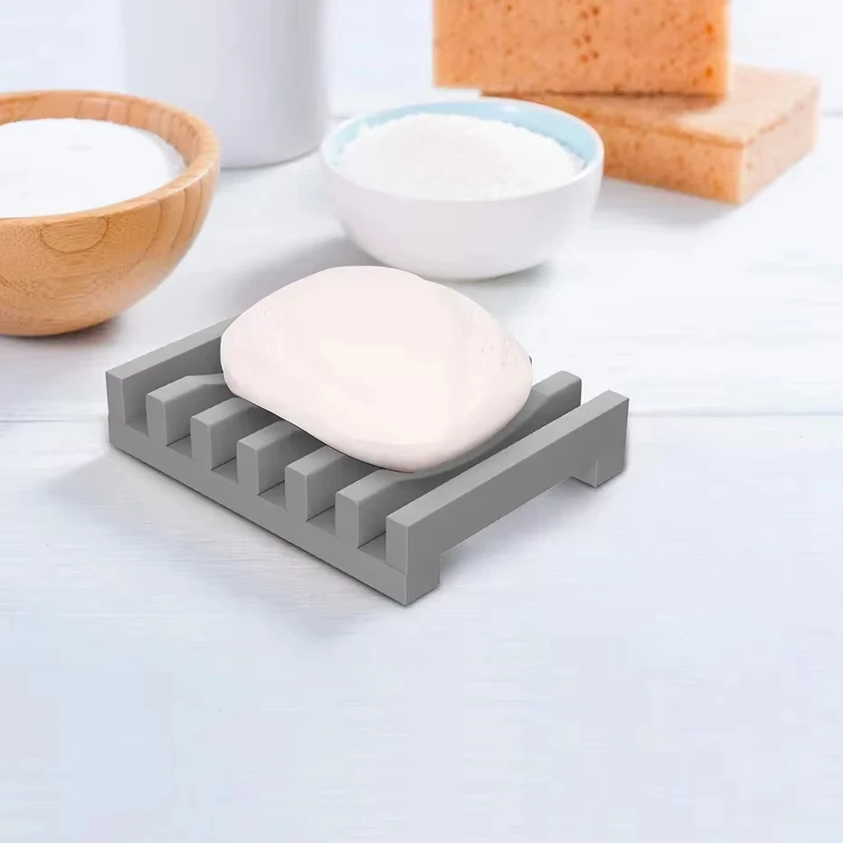 Flexible Silicone Soap Holder Hollow Design Bar Soap Dish Bathtub Kitchen Saver Drainer Sponges Scrubber Display