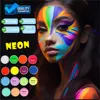 30g/pc Water Based Neon UV White Face And Body Paint Pigment Glow Under Neon for Cosplay, Festival, Party Makeup 3