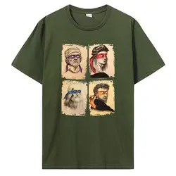 Men's Mutant Turtle Graphic Tee - Humorous Cotton Short Sleeve T-Shirt - XXXL (Army Green)