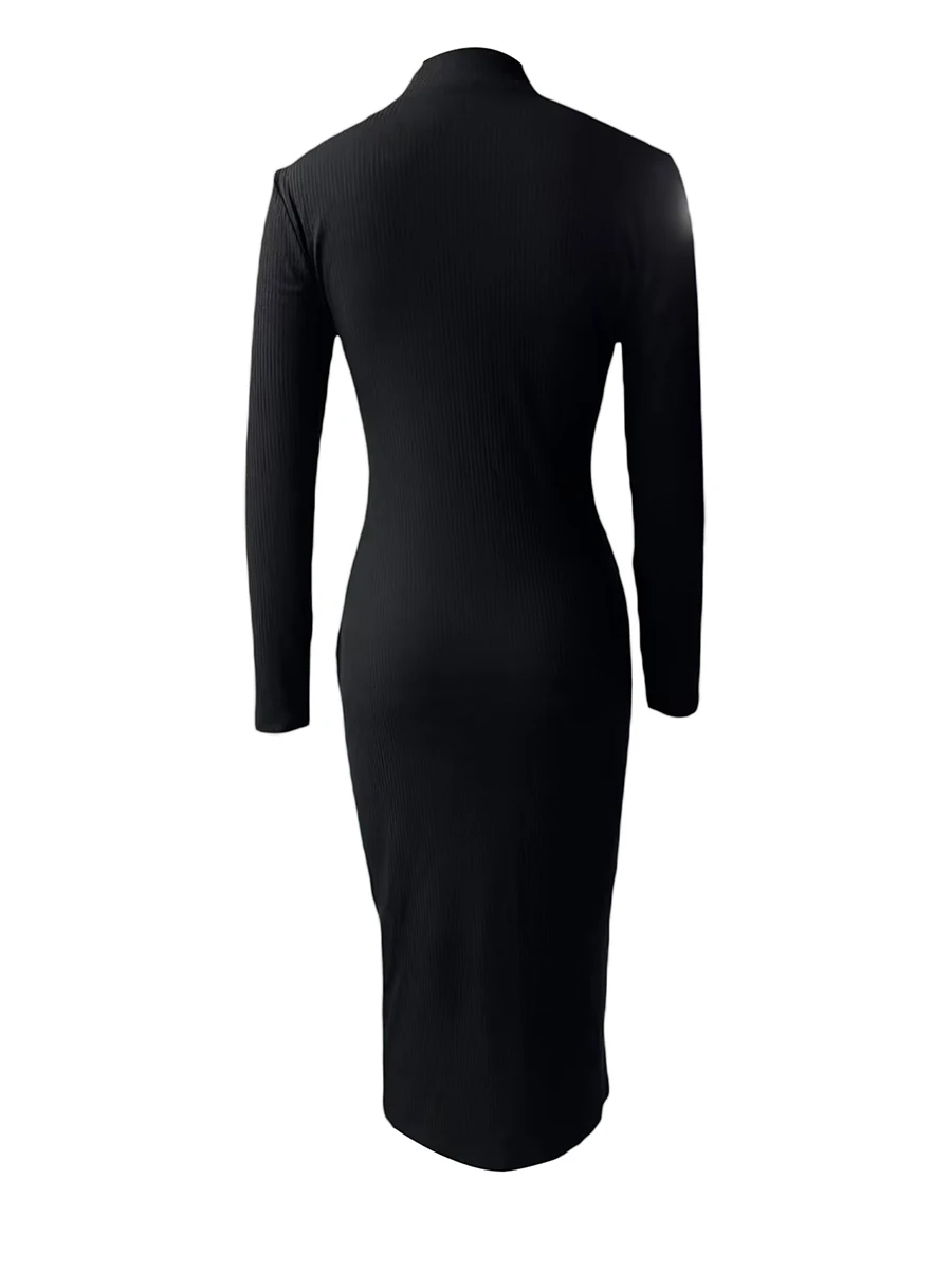 

Women s Long Sleeve Dress Cutout Front Ribbed Knit Pullover Sweater Dress Turtleneck Bodycon Slim Fit Dresses