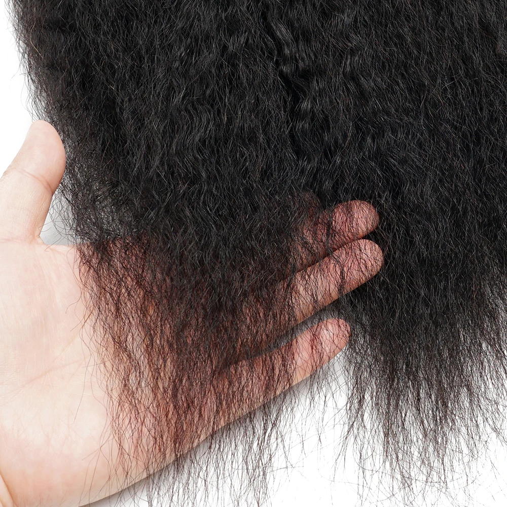 Capelli Umani con Effetto Piumato, Pre-divisi, per Treccine Senza Nodi, Capelli Sfusi per Intrecciare, Stile Afro Kinky, Yaki Liscio, Bobbi - immagine 6