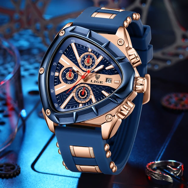 Triángulo creativo hombre reloj deportivo correa de silicona reloj hombres  cronógrafo 3ATM impermeable reloj de pulsera de cuarzo luminoso reloj para  hombres