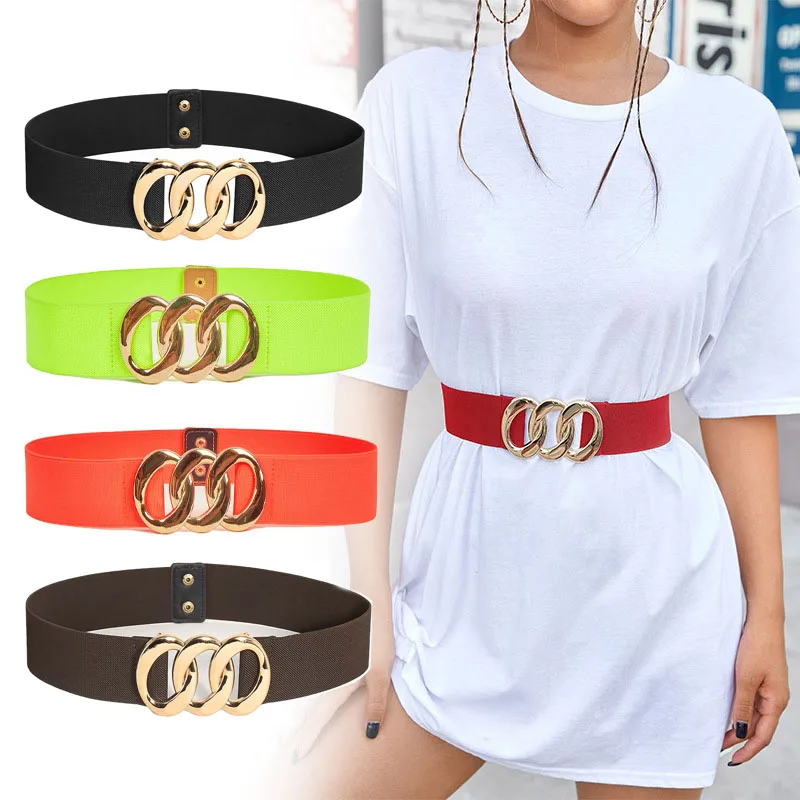 

Тканый эластичный пояс женский модный Повседневный универсальный аксессуар для платья Роскошный дизайнерский ремень простой металлический корсет с пряжкой