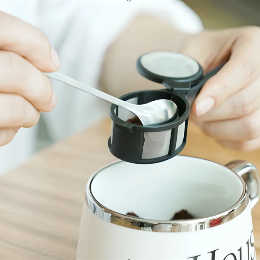Description Picture 2 of itemDurable Fine Mesh Coffee Capsule Powder Filter Spoon Reusable Loose Leaf Coffee Strainer Handy Tea Infuser Office
