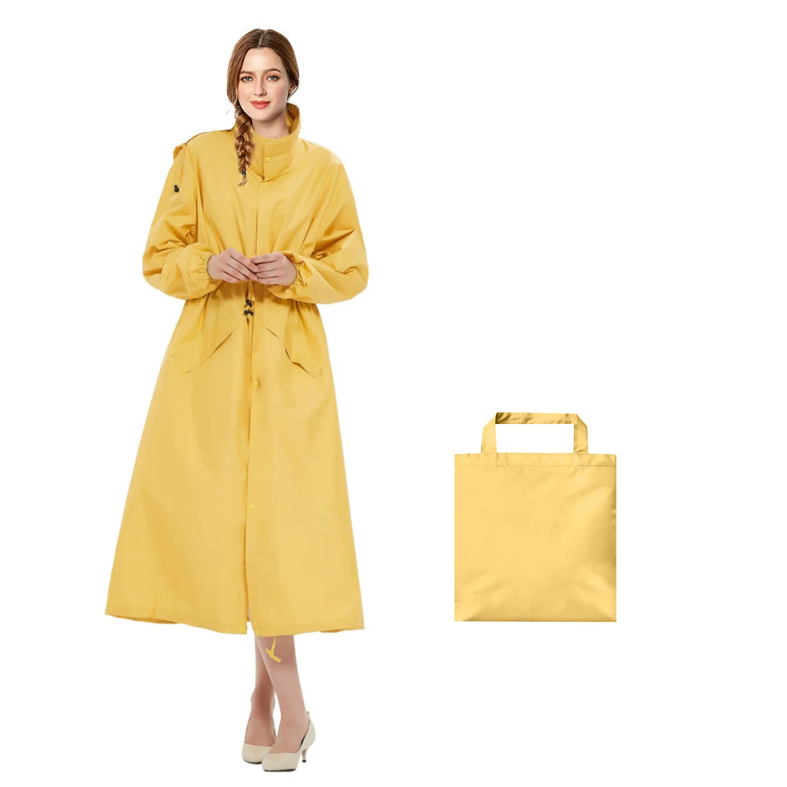 Long Raincoat For Women Stylish Waterproof Zipper Fashion Jacket Full Body Adult Poncho Rain Coat Cover Hooded