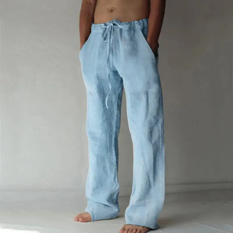 

Men's Stand Pocket Casual Linen Pants Drawstring Loose Trouser Plus Size 5xl Mens Fashion Hip Hop Sweatpants Men Streetwear
