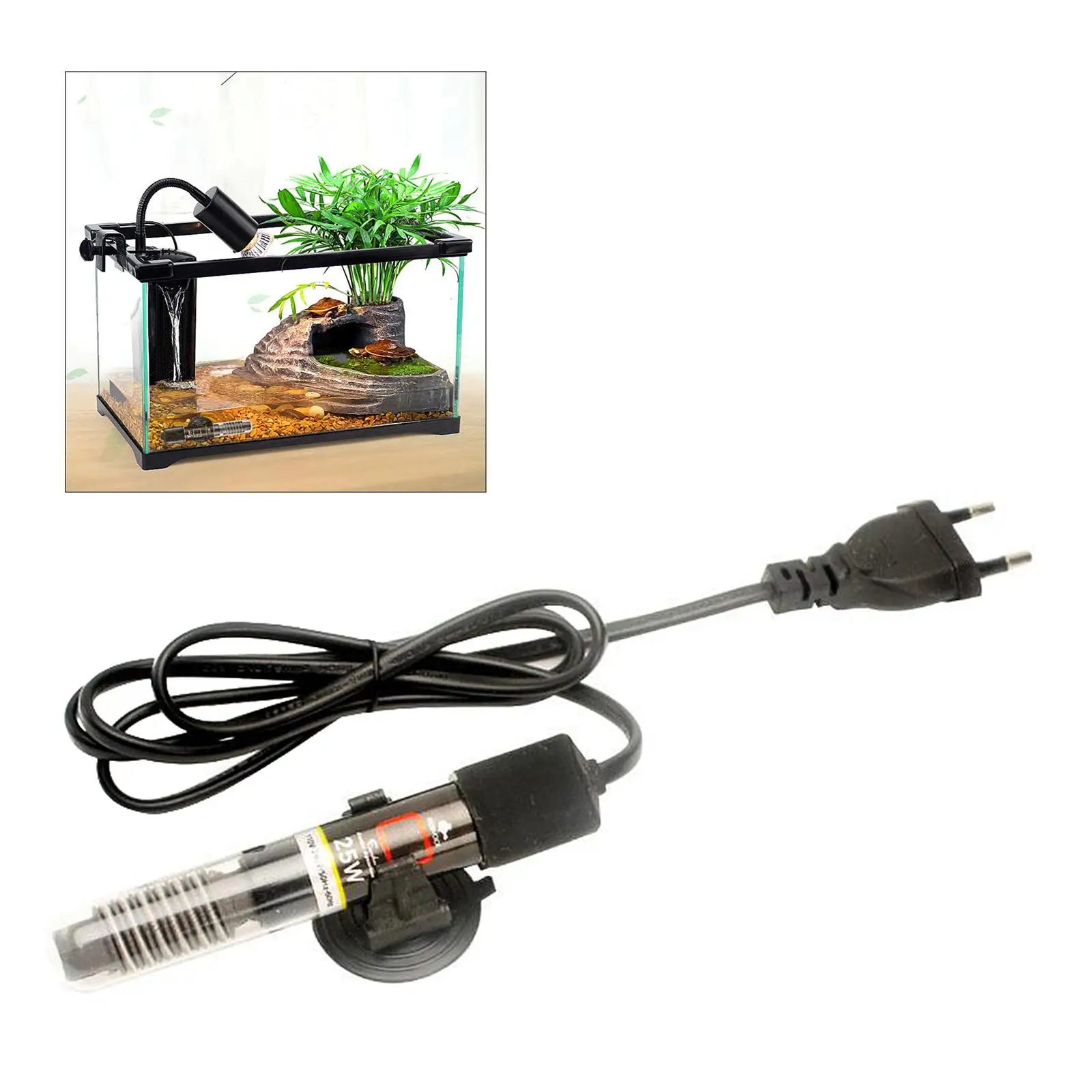 Small Aquarium Heater Submersible for Freshwater Marine EU Plug 25w