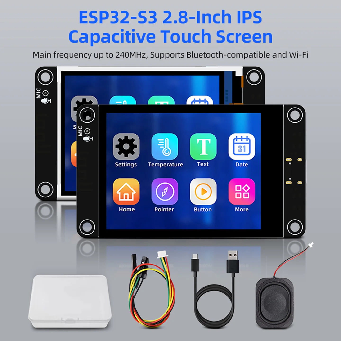 ESP32-S3 개발 보드, 2.8인치 IPS 터치 디스플레이 탑재, 아두이노 LVGL GUI 지원, WiFi, 블루투스, 샤오지 AI 로봇 채팅, 딥시크 지원