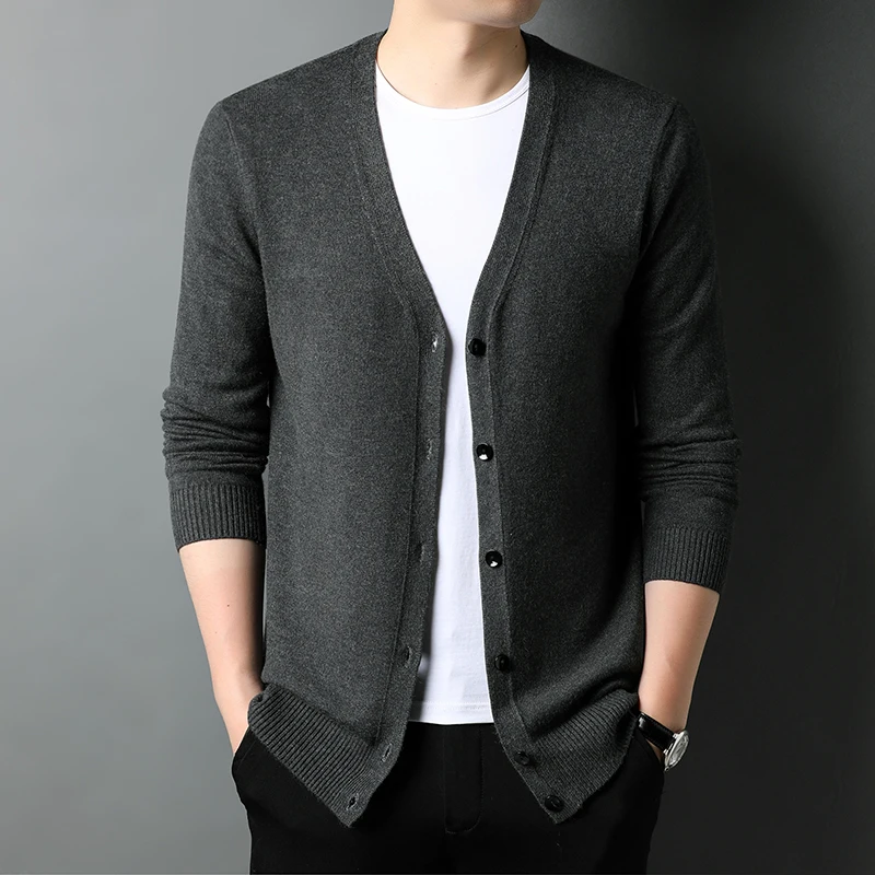 

British Style Men Autumn Winter Autumn and Winter Men's Fashion Slim Fit V-neck Casual Cardigan Knit Jackets Man Sweaters S-3XL