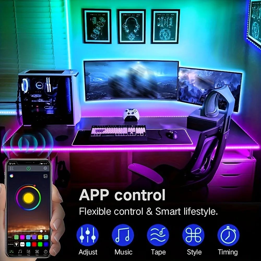 Kaufe RGB 5050 Bluetooth-Lichtleiste, USB, WLAN, 5050, 24 Tasten,  Neonlicht, RGB-Banddiode, flexible Leiste, TV-Hintergrundbeleuchtung,  Spielzimmer-Dekoration