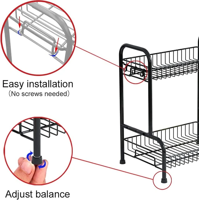 2-Tier Bathroom Countertop Organizer, Wire Basket Storage