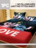 1 cartoon cute Stitch pattern digital printed frosted Fitted Sheet,bedroom printed bed cover,bedding(No pillowcase) 2