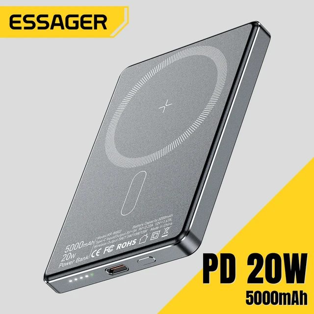 Essager-Batterie externe magnétique sans fil mince, 20W, 5000mAh, charge rapide, portable, Magsafe, iPhone 16, 15, 14, 13 1