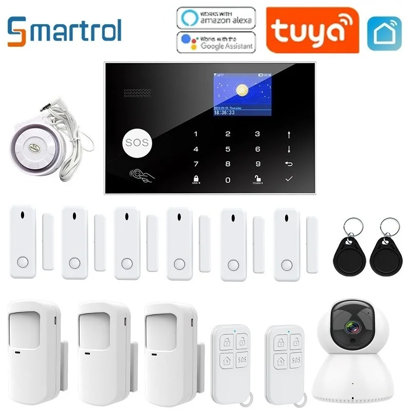 

Smartrol GSM WiFi Security Alarm System for Home Burglar Security 433 MHz Wireless Support Tuya Smart House App Remote Control