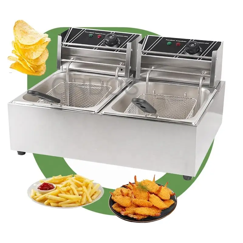 Friteuse Corn Dog Table Top Gas Friggitrice Grande Macchina Chip Banane Piantaggine Professionnel Con Termostato
