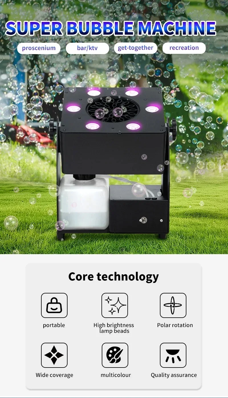 Mini LED 6x4W RGBW Bubble Machine Concert Party Stage Machine  Bubble Machine DM