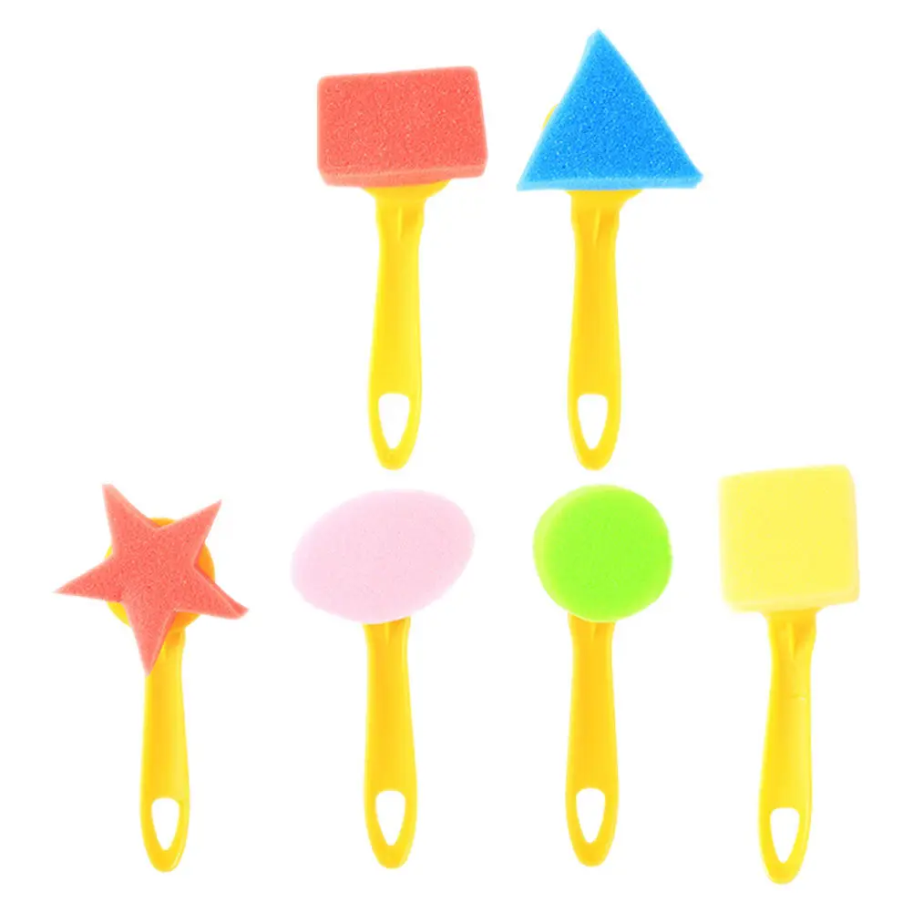 6Pcs 플랫 스폰지 페인팅 브러쉬 아크릴 아트 용 폼 스폰지 DIY 페인팅 공예 드로잉 용품 폼 페인트 스폰지