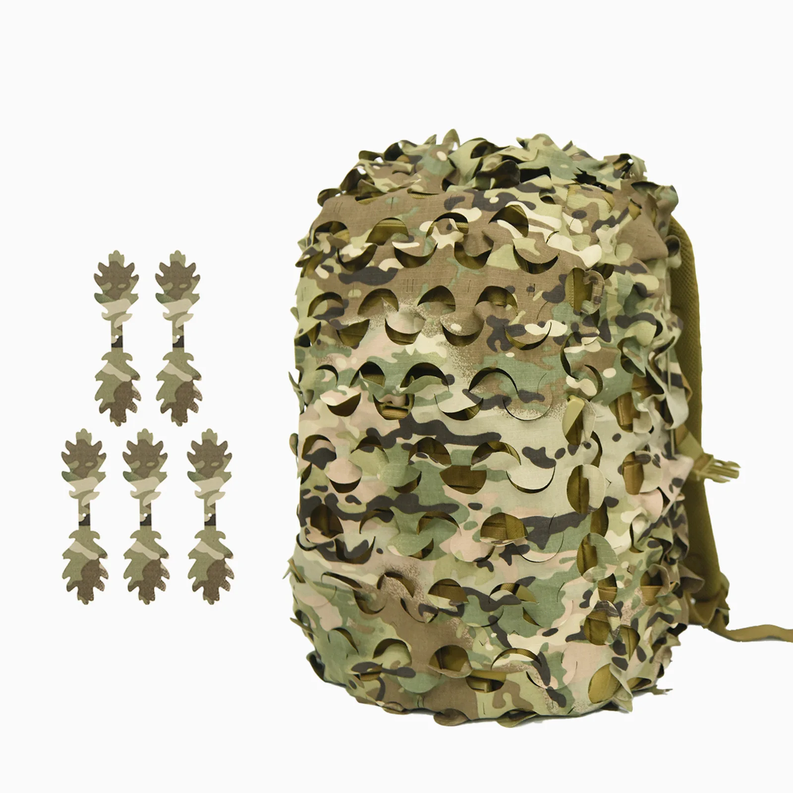 60L Camo Scrim Kit Laser Cut Lead Shape Helmet Scrim Cover Tactical Backpack Decoration Paintball Paratrooper Hunting Accessorie