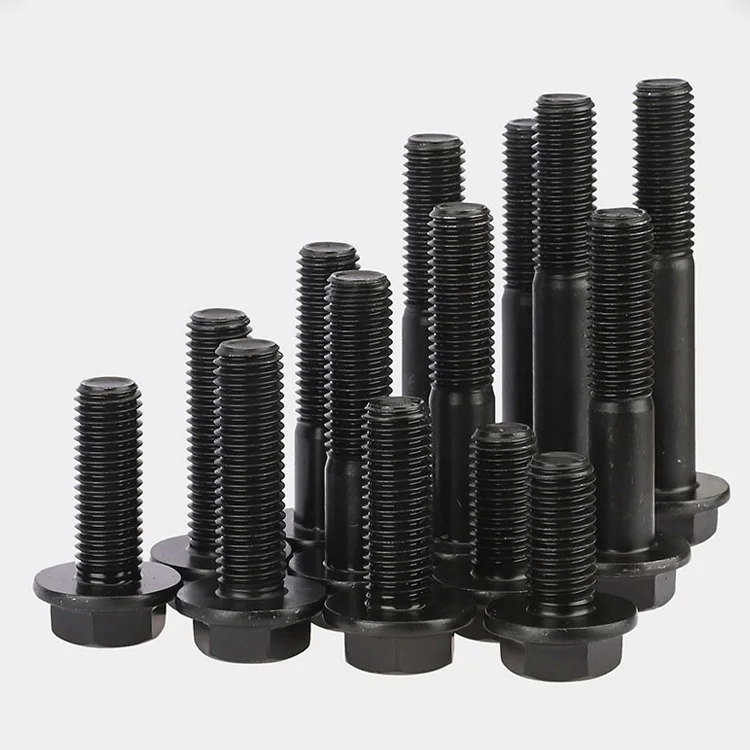 M10 M12 M14 M16 Grade 10.9 Black Carbon Steel Flanged Hex Head Bolt Cap Screw Fine Thread Pitch 1.25/1.5mm Flange Screw