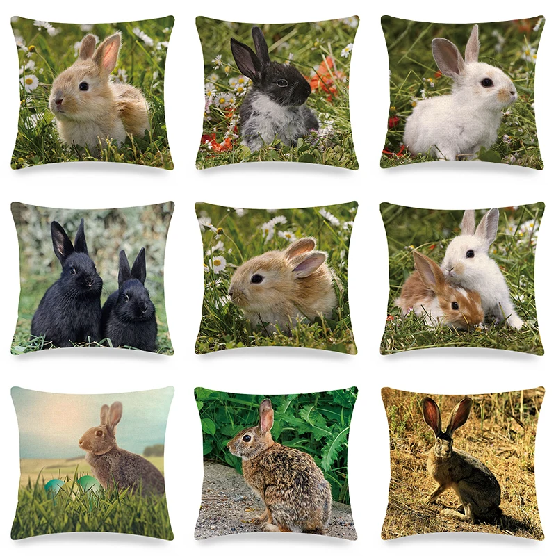 

Home Decor Rabbit Photo Print Poly Pillow Cushion