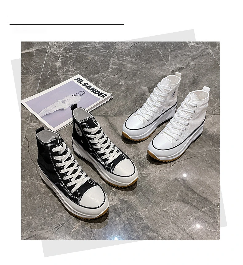 Grandi scarpe di tela da donna 2022 Nuove scarpe casual alte, piccola e popolare suola spessa Matsutake, piccola versatile_voghion.com