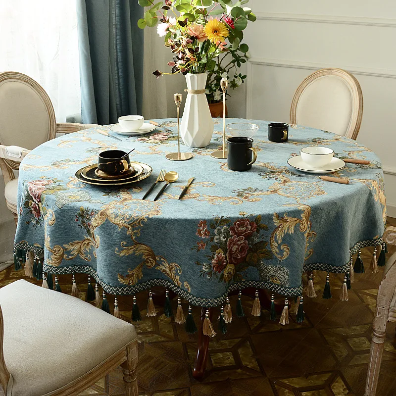 

European large round table tablecloth cloth circular household American table cloth high-end luxury tablecloth sense