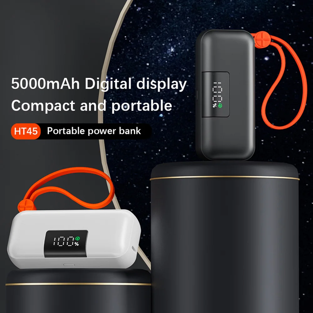 M&W Mini Power Bank 5000 mAh Compact Battery with Fast Charging - Built-in USB Type-C and Lightning Connectors 6