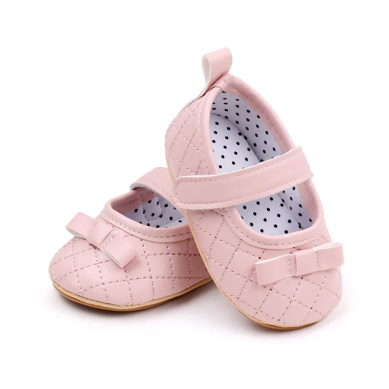 Pink White Green PU Bow Soft Sole Baby Girl Shoes Princess Little Girl Outdoor Walking Shoes Infant Toddler First Walkers