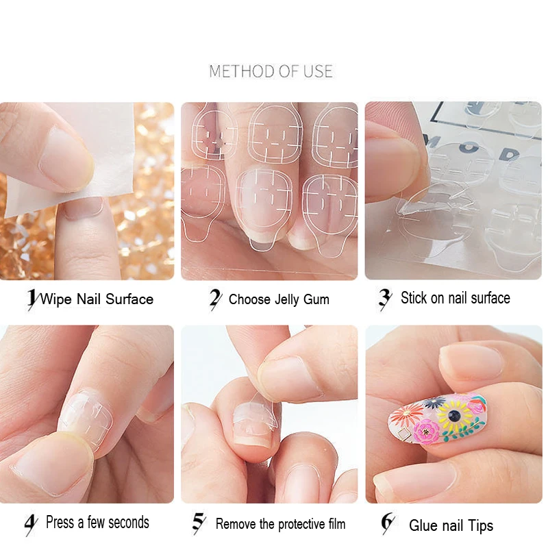 240Pcs/10Sheet False Nail Tips Jelly Glue Clear Double Sided Adhesive Tape Glue Sticker DIY Tips Fake Nail Acrylic Manicure Tool 6