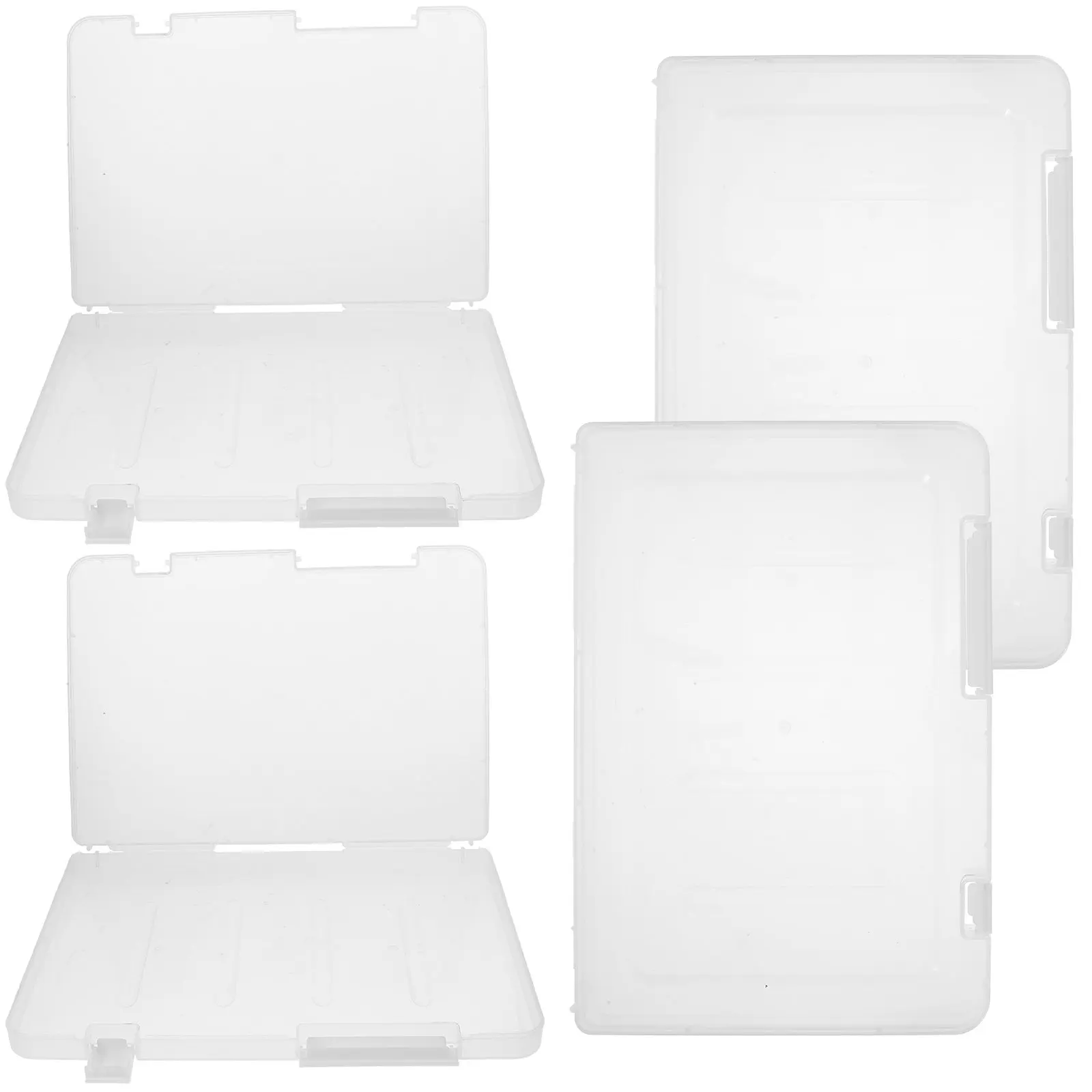 4Pcs A4 문서 보관 상자 휴대용 투명 플라스틱 파일 주최자 프로젝트 케이스 스크랩북 종이 잡지 홀더 파일