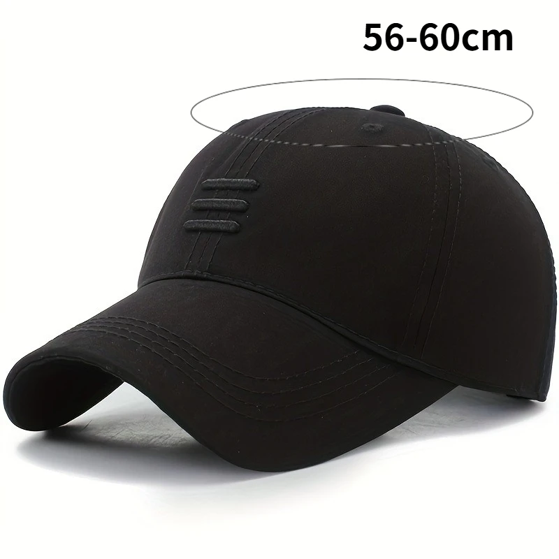 Solid Color Baseball Cap 3‑Bar Raised Embroidery Adjustable Back Closure Lightweight Sun‑Protective Hat for Fishing Travel Wear