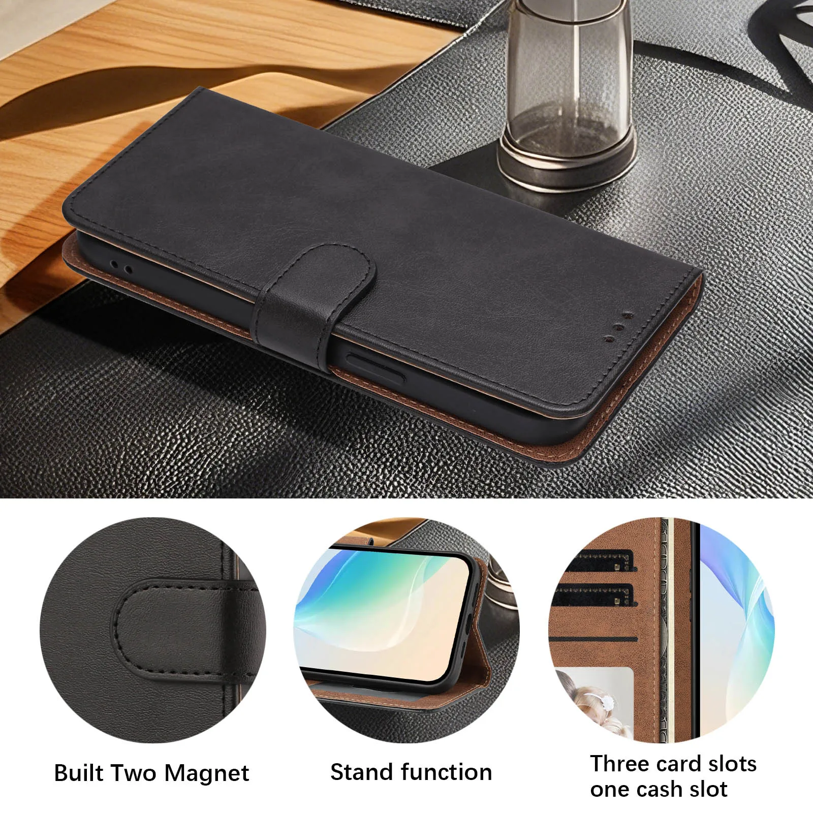 Luxury Leather Flip Wallet Phone Cover