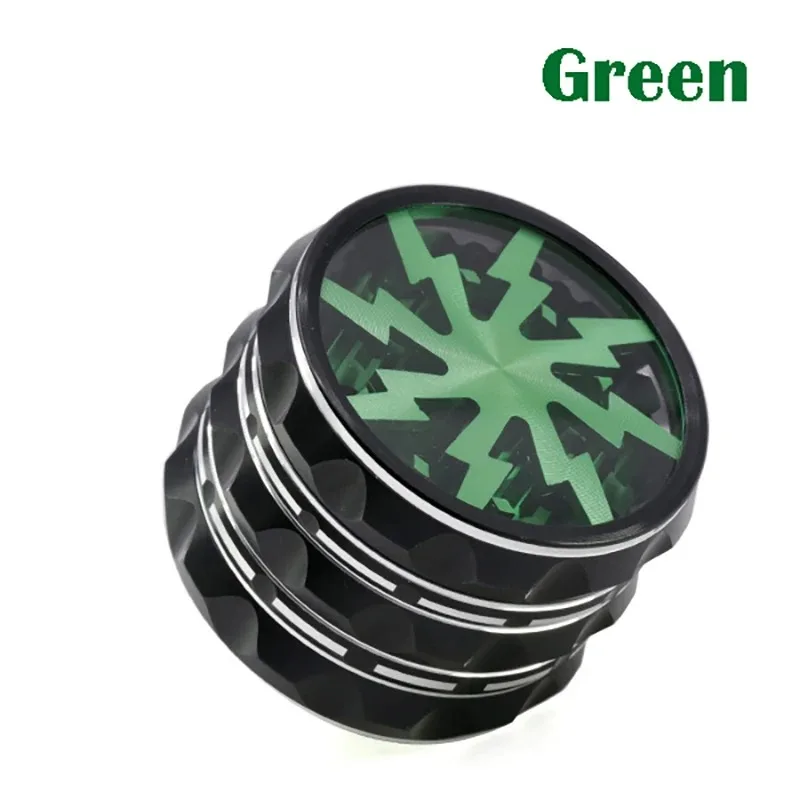 Compact Hand Crank Aluminum Grinder with Clear Top, Black and Green – Perfect Gift