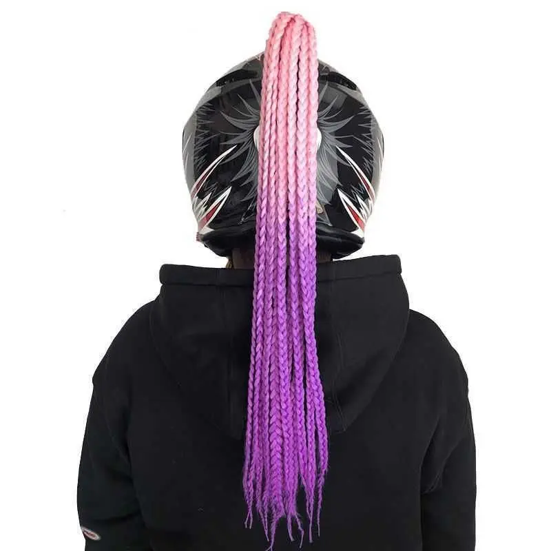 

12 Braids Helmet Braids Jumbo Wig Braid Motorcycle Sking Cycling Helmet Decorations Braids Punk Ponytail For Woman Child